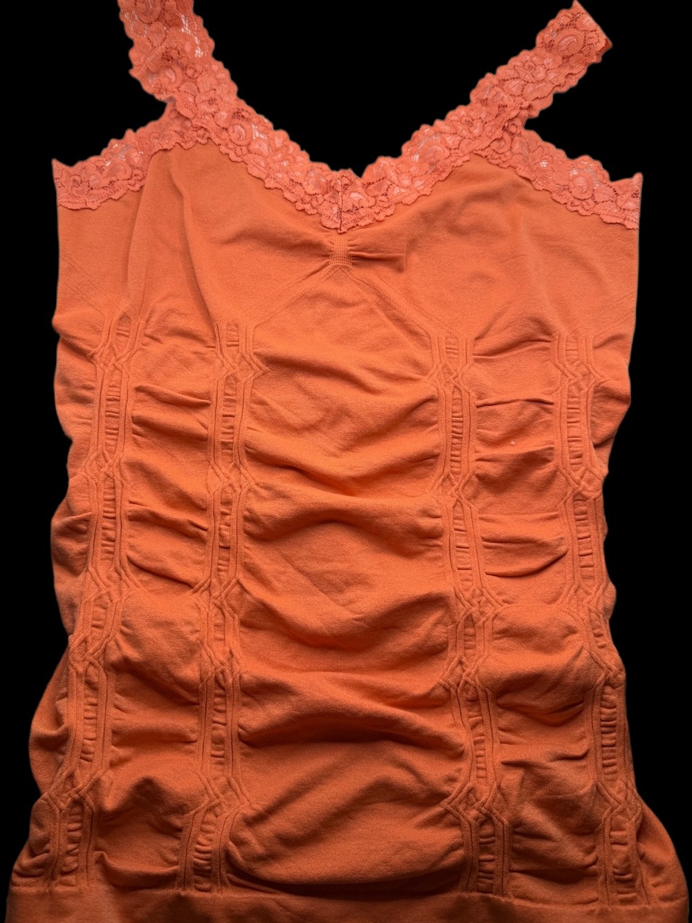 BONGO Orange Lace-Trim Ruched Camisole Tank